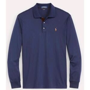 Ralph Lauren Polo Shirt L Blue Golf Rugby Classic Fit Men Pima Soft Touch Pony